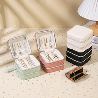 Boîte à bijoux en cuir PU avec miroir, multifonction, simple et portable, double couche