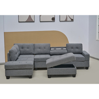Ensemble de canapés sectionnels modernes rectangulaires en lin noir et gris de haute qualité, 3 pièces, multifonctionnel, pour la maison, le bureau, l'appartement, l'hôtel