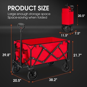 Collapsible Folding Wagon Heavy Duty Utility Beach Wagon <b>Cart</b> with Side Pocket and Brakes Large Capacity <b>Foldable</b> Grocery Wagon - Product Image 6
