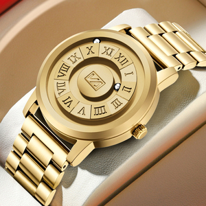 Montre Homme Unique en Or avec Cadran à Billes Magnétiques Défilantes, Chiffres Romains, Mouvement Quartz – Accessoire de Mode Premium Idéal pour un Cadeau - Product Image 1