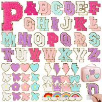 Patchs brodés pour vêtements, patchs en chenille 5,5 cm, lettres, fleurs arc-en-ciel et nœuds, patchs brodés autocollants pour vêtements