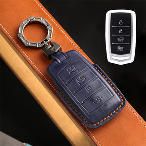 Funda de cuero para llave de coche de 4 botones Fob para <span class=keywords><strong>Hyundai</strong></span> <span class=keywords><strong>Genesis</strong></span> G70 G80 <span class=keywords><strong>G90</strong></span> 2017 2018 2019 <span class=keywords><strong>2020</strong></span> Protector de llave - Product Image 5