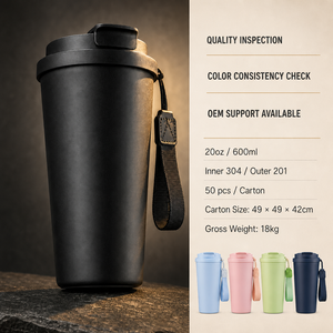 Tumbler da Caffè Portatile Multicolore da 20oz 600ml con Cinturino da Polso per Ufficio e Pendolarismo - Product Image 6