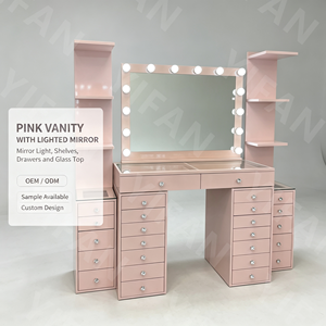 Led Light <strong>Makeup</strong> Simple Design Modern Dresser Set Stool Drawer Room White Pink <strong>Black</strong> Vanity Mirror Dressing <strong>Table</strong> - Product Image 5