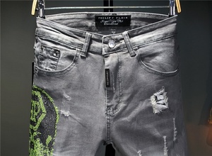 RTS-Pantalones vaqueros de marca para hombre, jeans de diseño moderno de pierna pequeña con agujeros <span class=keywords><strong>rotos</strong></span>, jeans de moda para hombre, 2021 - Product Image 3