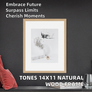 FRAME DESIGN Rectangular 7" Photo Frame Natural Wood Streak 10x8 Mat Wall/Tabletop Foldable Plexi <b>Sheet</b> 2 Color Print - Product Image 2