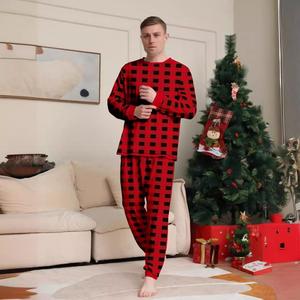 Ensemble de pyjamas à carreaux rouge et noir, nouveaux vêtements imprimés pour la famille, pour les fêtes de Noël - Product Image 4