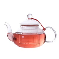 Service à thé en verre résistant à la chaleur de luxe théière florale pour le brassage de café de Style occidental théière de fruits en verre Transparent