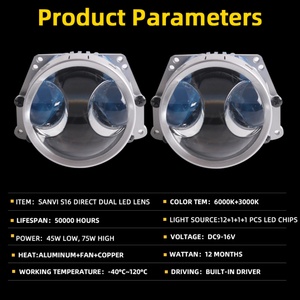 Nouveau projecteur bi-LED S16 de 3 pouces pour phare de voiture, 55W 84W 6000K, faisceau haut et bas, pièce d'accessoire automobile de rechange - Product Image 5