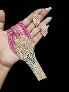 Multi Layer <b>Necklace</b> Set for women <b>long</b> <b>Necklace</b> Set With Matching Earring Women Girl handmade - Product Image 4