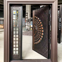 TECHTOP Porte d'entrée principale en acier inoxydable avec verre coulé, moderne, de luxe, bon marché, pour la maison