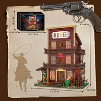CAYI Old Western Hotel Assemblage 2146PCS Ensembles de blocs de construction avec lumière LED Compatible Moc Cowboy Scene Block Jouets pour enfants