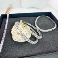 Fashion 3mm gelang rantai tenis semanggi hitam 925 gelang tenis emas mawar putih logo wanita Aaa Cz gelang tenis perak berlapis tembaga