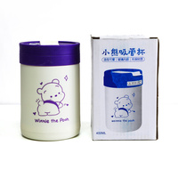 Cadeaux de baptême en gros, gobelets en verre à double paroi vert de 400 ml avec couvercle et paille, ours en peluche, boisson directe, écologiques, mignons