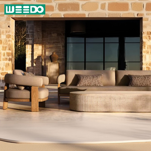 Bộ bàn ghế <span class=keywords><strong>sofa</strong></span> ngoài trời bằng gỗ tếch, thiết kế hiện đại, sang trọng, dành cho sân vườn, biệt thự. - Product Image 1