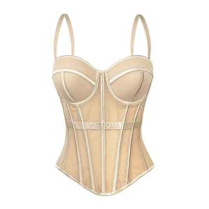 Oferta Destacada: Top Corsé de Color Liso con Varillas para Mujer, Camisola de Malla y Bustier Acolchado, Prenda Exterior Reductora de Cintura - Product Image 2