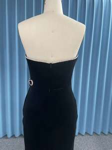 <span class=keywords><strong>Robe</strong></span> <span class=keywords><strong>de</strong></span> soirée élégante et luxueuse, longue jusqu'au sol, avec décoration en strass, fente latérale, sans manches, style chic - Product Image 4