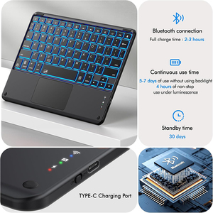 ทัชแพด<span class=keywords><strong>7</strong></span>สีเคสคีย์บอร์ดเรืองแสงเคสสำหรับ <span class=keywords><strong>Samsung</strong></span> <span class=keywords><strong>Galaxy</strong></span> <span class=keywords><strong>Tab</strong></span> S10 Lite/S10FE/S9/S9FE เคสขาตั้งแบบหมุนได้พร้อมคีย์บอร์ด - Product Image 6