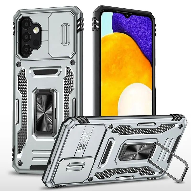 2 in 1 Anti Shock Holder PC Back Cover Camera with Ring Accessories Coque Mobile Phone Case for Samsung Galaxy A13