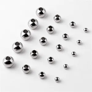 Perles métalliques en vrac de 8mm, perles en acier inoxydable de couleur plaquée d'acier avec un diamètre de trou de 3.5mm