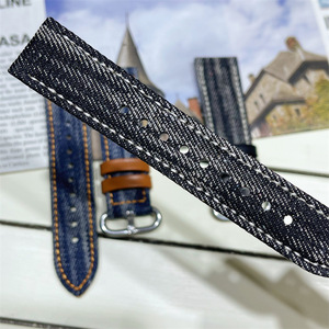 Bracelet de <span class=keywords><strong>montre</strong></span> personnalisé en usine Lionorm pour Huawei/Xiaomi/Samsung Bracelet de <span class=keywords><strong>montre</strong></span> actif 20mm Bracelet de <span class=keywords><strong>montre</strong></span> en <span class=keywords><strong>tissu</strong></span> Denim lavé teint par cravate - Product Image 3