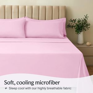 프리미엄 4 PC 린넨 시트 세트 주름 없는 딥 포켓 극세사 침대 시트 세트 - Product Image 2