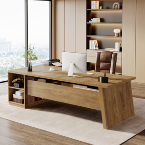 Scrivania per Ufficio e <span class=keywords><strong>Soggiorno</strong></span> <span class=keywords><strong>con</strong></span> 2 Cassetti, Scrivania di Lusso Convertibile <span class=keywords><strong>con</strong></span> Armadietto e Ripiani - Product Image 3