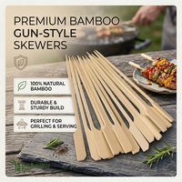 ECO BAMBOO – Nouveaux pics à brochettes en bambou de haute qualité pour barbecue, style long manche, pour camping et extérieur, ensemble d'outils de barbecue