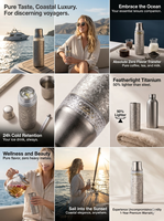 Bouteille Isotherme de Luxe 650ml en Titane Pur avec Couvercle Magnétique, Infuseur à Thé, Texture Fleur de Glace, Logo Personnalisé, Vente en Gros, Bien-être