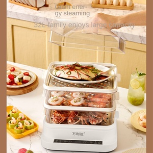 Cuisinière à <span class=keywords><strong>vapeur</strong></span> électrique multifonctionnelle pour légumes, 3 étages, 32L, 800W, contrôle numérique, chauffe-dim sum, chauffe-dumplings, chauffe-pains - Product Image 2