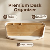 Organisateur de bureau en bambou multi-compartiments, support de rangement pour cosmétiques et maquillage, plateau de rangement pour papeterie de bureau, pour coiffeuse et comptoir de salle de bain