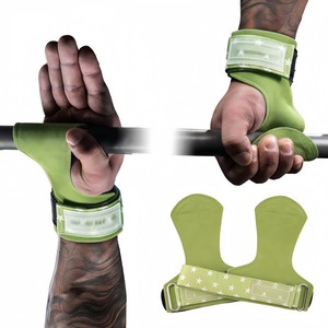 Poignées de musculation en cuir de vachette double épaisseur 3,5 mm avec logo personnalisé, antidérapantes, avec support de poignet rembourré pour soulevés de terre - Product Image 1