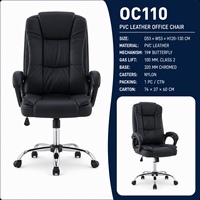 Chaise de bureau exécutive moderne à dossier haut en cuir PVC avec base chromée pivotante pour hôpital, école, bureau privé