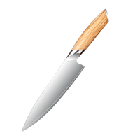 Couteau de chef KitchenBliss avec manche en bois d'olivier, acier à haute teneur en carbone 10Cr15CoMoV, OEM ODM, logo personnalisé, vente en gros de couteaux de cuisine
