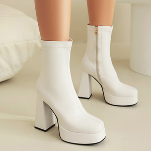 Bottes pour femmes, style personnalisé, nouvelle arrivée, imperméables, en cuir noir, plateforme, designs de luxe - Product Image 4