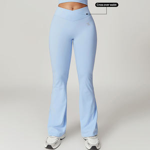 <span class=keywords><strong>Leggings</strong></span> de Yoga para Mujer, Cintura Alta, Largos, <span class=keywords><strong>Acampanados</strong></span>, Diseño Sólido, Ligeros, de Spandex/Nailon, Alta Elasticidad, Cómodos para la Piel - Product Image 5