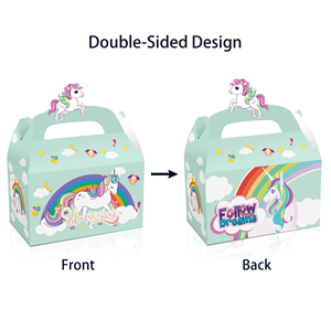Huancai – boîtes à bonbons avec découpes en papier, 12 pièces, dessin animé, <span class=keywords><strong>licorne</strong></span>, cadeau, gâteau, boîte de friandises pour enfants, fournitures de fête d'anniversaire - Product Image 2