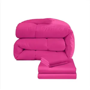 Juego de Ropa de Cama de 5 Piezas, Funda de Edredón, Fundas de Almohada, Sábanas, Color Sólido, Poliéster, para Toda Temporada, Uso Doméstico, Transpirable, Tejido, Estilo Simple - Product Image 1