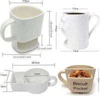 XHL Porcelainous Milk Face Cup Tasses à thé avec poche à biscuits Blanc Cookies Porte-gobelet Cookies Tasse à café en céramique blanche