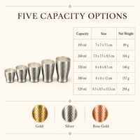 Vente en gros de gobelets en acier inoxydable martelé SUS 304, gobelets en métal pour boissons, logo personnalisé or, argent, or rose pour restaurant, bar