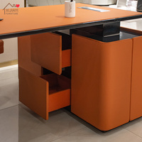 Mesa de Oficina Portátil de Madera Maciza de Estilo Italiano de Lujo Personalizada, Ahorra Espacio, con Almacenamiento y Tomacorriente Integrado para Oficina en Casa