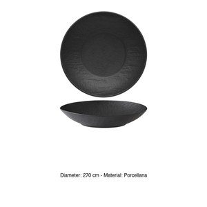 Erosion Gourmet Deep <b>Plate</b> <b>Black</b> 27 cm Stone Effect Porcelain M1934 - Product Image 3