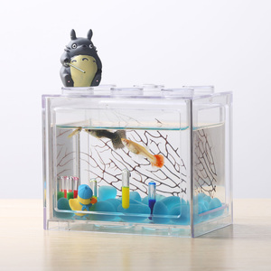 Betta Fish Tank Multi-Chức Năng Hộp Đầy Màu Sắc Mini Aquarium Sáng Tạo Xây Dựng Khối Bể Cá - Product Image 5