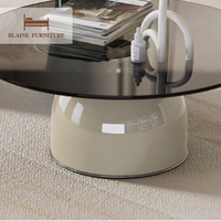 Service professionnel Design moderne dessus en verre cadre en bois massif Table basse meubles de salon Table centrale colorée