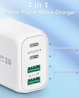 HYTO Chargeur USB C Rapide 40W 4 ports Adaptateur Secteur USB C PD 20W QC3.0 Prise USB Avec 1m Câble Chargeur USB Type Rapide