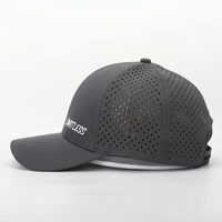 Casquettes de golf et de course pour adultes, personnalisées, sportives, 6 panneaux, en toile et nylon imperméable, avec perforations découpées au laser et logo en caoutchouc - Collection Printemps/Été