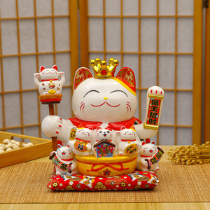 Kucing Keberuntungan Maneki Neko Elektrik Otomatis Berukuran Besar 9 Inci dengan Lengan yang Berayun untuk Pembukaan Toko Bisnis - Product Image 4