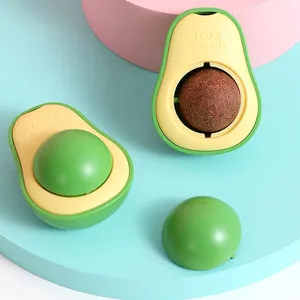 hot selling Interactive Pet Toy Rotatable Treat Teeth Cleaning Toy Natural Mint Wall Ball Avocado Shape Catnip Cat Toys