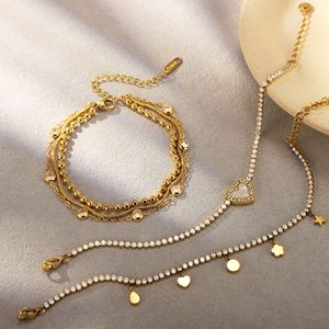 สร้อยข้อมือสแตนเลสเซอร์โคเนียรูปหัวใจ เครื่องประดับผู้หญิงสุดหรู ของขวัญแฟชั่น จี้ดีไซน์เรขาคณิต - Product Image 4