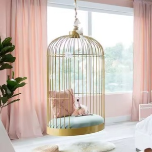 Modern Design Swing <b>Chair</b> Hotel Lobby Furniture Gilded Birdcage <b>Chair</b> Suspension Seat - Product Image 3
